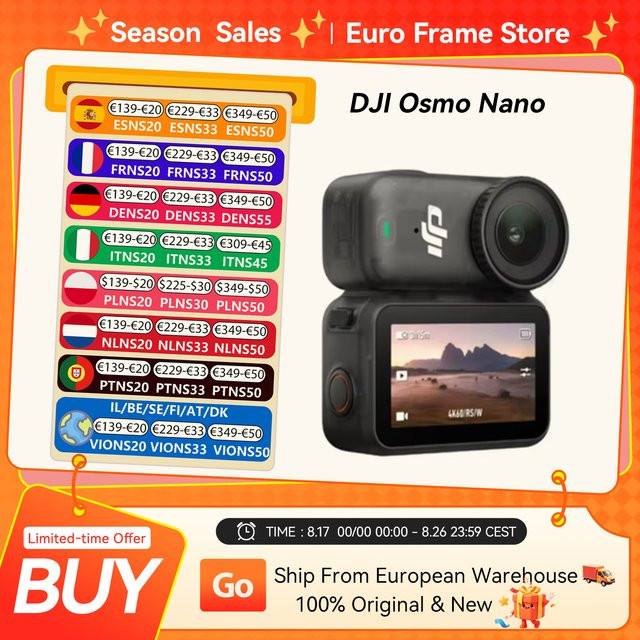 DJI Osmo Nano Standard-Bundle Action-Kamera in Schwarz mit 128GB/64GB Speicher, 4K/60fps Vlog-Kamera mit 1/1,3''-Sensor und 143° weitem Sichtfeld sowie dualem DJI-Mikrofon - Bild 1