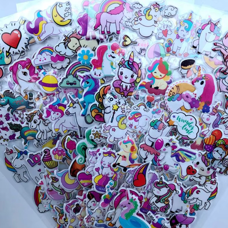 TMZ 3D Einhorn Aufkleber Set mit süßem Cartoon Design für Schreibwaren und Sammelalben, Mehrfarbig - Bild 3