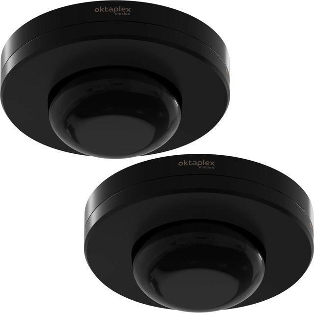 Oktaplex Pia Präsenzmelder 2er Set Schwarz IP65 mit LED für Außen und Innen - Bild 1