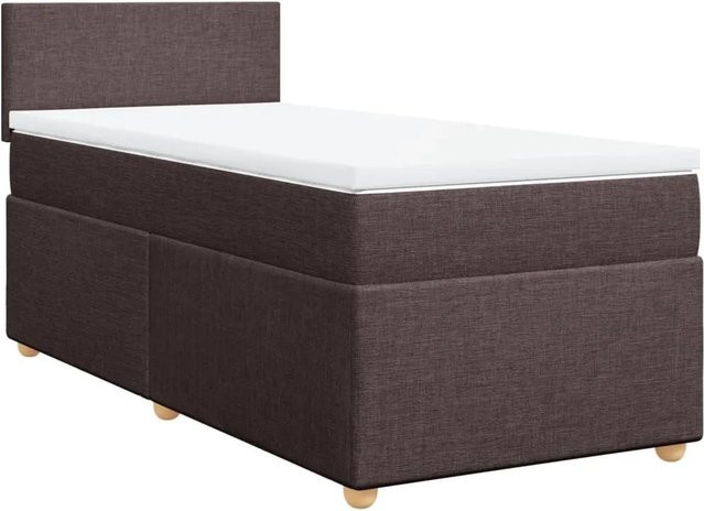 vidaXL Boxspringbett mit Matratze Dunkelbraun B/T/H: 90 x 200 x 100,5 cm mit USB-Anschluss und Unterbettbeleuchtung - Bild 1
