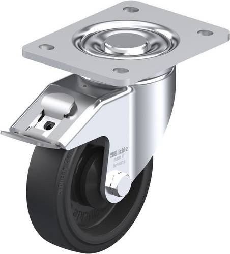 Blickle Lenkrolle LH-POEV 125K-3-FI mit Feststeller in Schwarz und Silber, Rad-Durchmesser: 125 mm, Tragfähigkeit: 250 kg - Bild 1