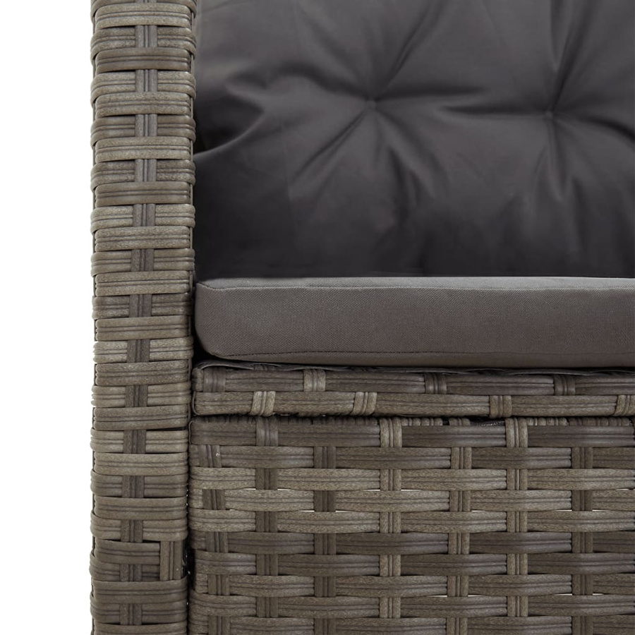 vidaXL Ecksofa mit Liegefunktion in Grau aus Polyrattan mit Kissen und Metallrahmen - Bild 4