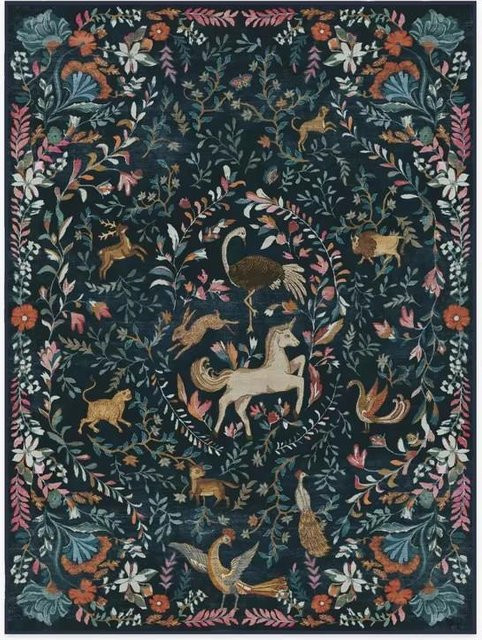 Lodestar Teppich Iris Apfel Protea in Waldgrün, Florales Design, Rutschfest und Waschbar, B: 240 cm, T: 180 cm - Bild 1