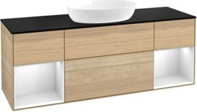 V&B Waschtischunterschrank Finion in Platinblau mit Regalelement in Weiß und Eiche, Breite: 160 cm - Bild 1