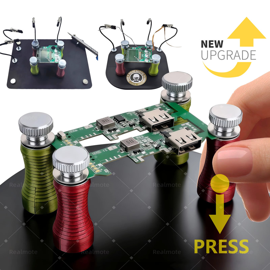Realmote Magnetischer PCB-Halter mit Federbelastung und Kohlenstoff-Säulendesign, passend für 4 mm PCBs, Multicolor - Bild 1