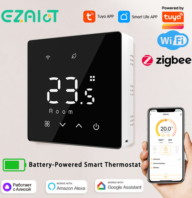Tuya WiFi Zigbee Smart Thermostat in Weiß für Gaskessel zur App-Steuerung mit Alexa und Google Home Integration - Bild 1