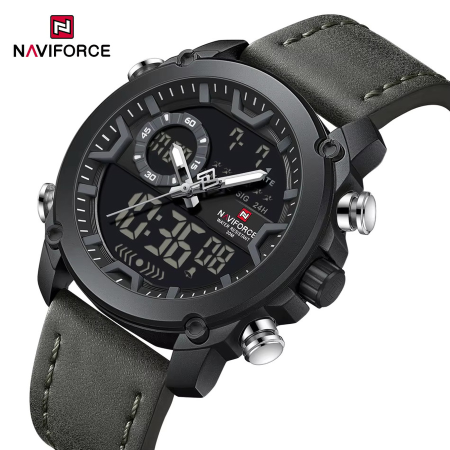 NAVIFORCE Armbanduhr, Quarz, Analog-Digital, Leder, Schwarz, Herren - Bild 2