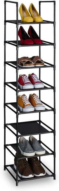 Relaxdays Schuhregal aus Stahl und Vlies in Schwarz und Grau mit 8 Ebenen, H 140 cm x B 33 cm x T 33 cm - Bild 1