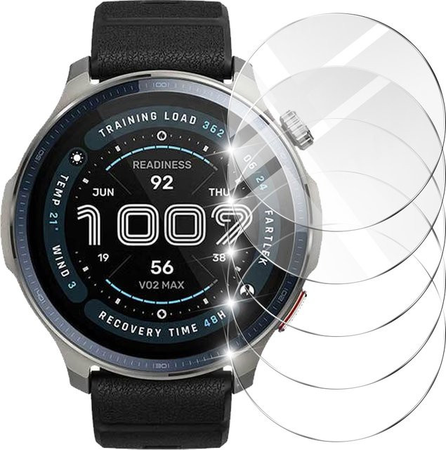 ONM Displayschutzfolie aus 9H gehärtetem Glas für Amazfit Balance 2, transparent, HD-klar und kratzfest - Bild 1