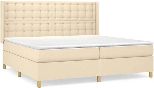 vidaXL Boxspringbett Hybrid mit Matratze und Taschenfederkern in Beige, B/T: 200 x 200 cm - Bild 1