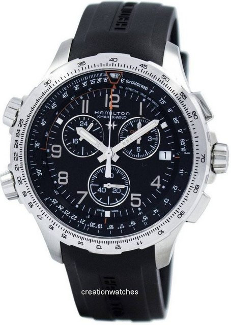 Hamilton Khaki Aviation X-Wind Chronograph GMT, Quarz, Edelstahl, Schwarz, Herren - Bild 1