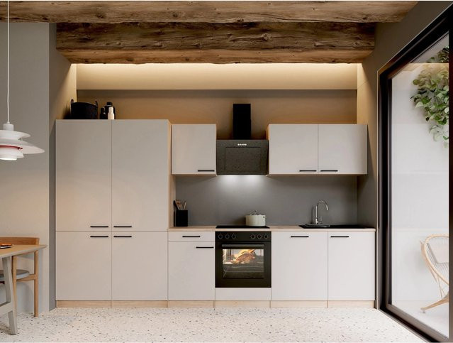 Respekta Merle Küchenblock Kaschmir French Door in Beige/Braun, modern mit Soft-Close-Türen, B/T/H: 340 x 60 x 85 cm - Bild 1