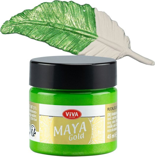 Viva Decor Maya Gold Effektfarbe in Apfelgrün, 45 ml, satin-glänzend - Bild 1