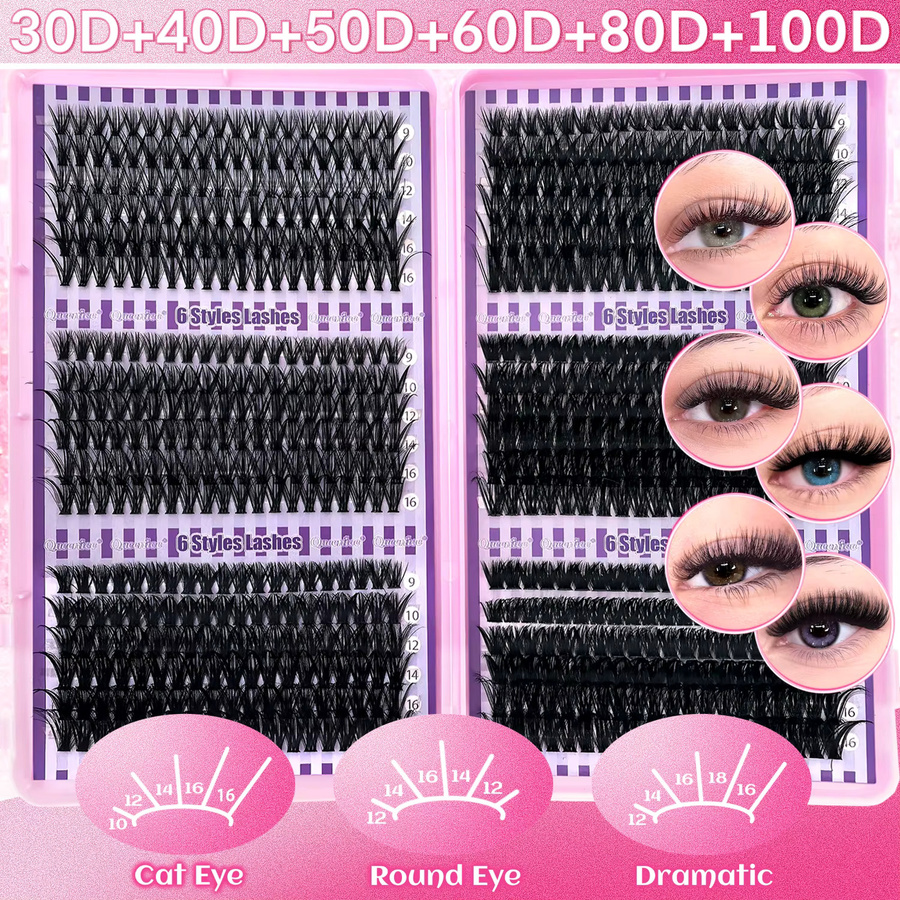 QUEENICE Cluster-Wimpern, 30D-100D, 9-16mm, Unisex - Bild 4