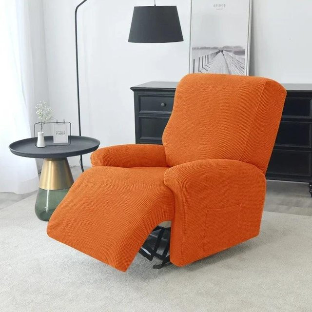 Elastischer 1-Sitzer Stretch-Liegestuhlbezug aus Polarfleece in Orange für deinen Relaxsessel - Bild 1