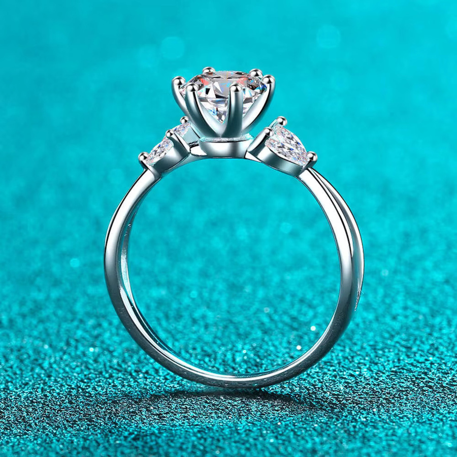 Diamantring 925 Silber, Moissanite, Damen - Bild 2