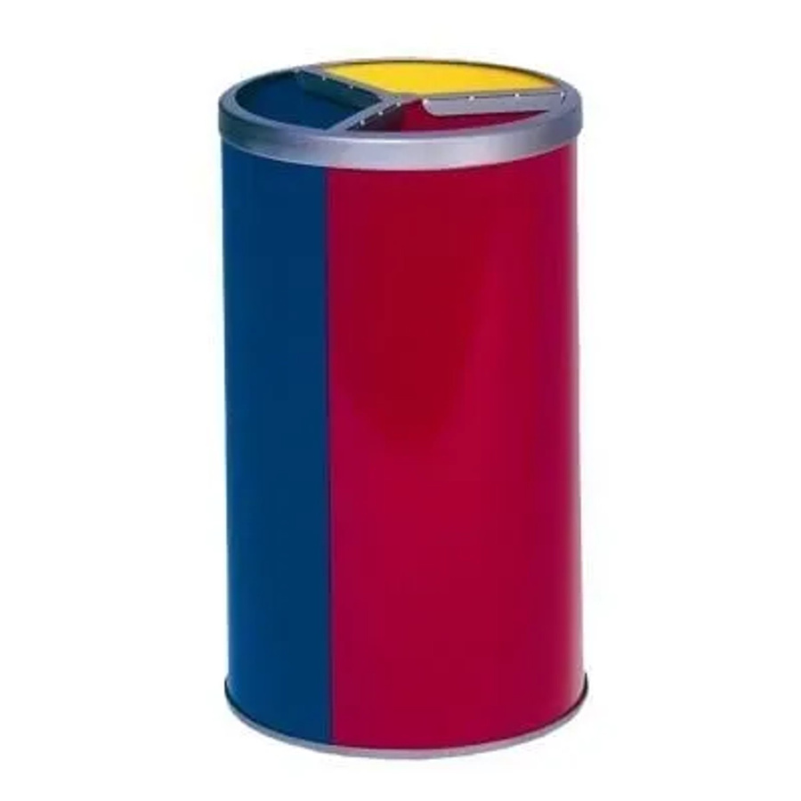 PROREGAL Wertstoffsammelstation aus verzinktem Stahl ohne Dach, 3 Behälter à 30 Liter, Farben: Blau, Rot, Gelb, H x B x T: 72 x 42 x 42 cm - Bild 2