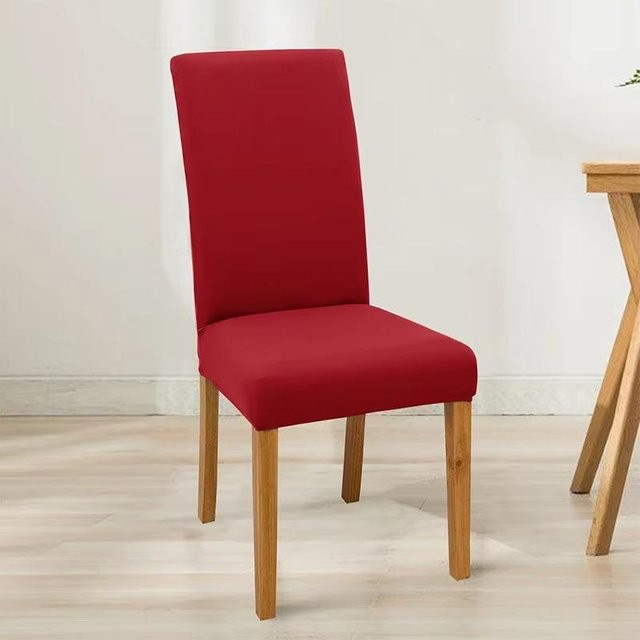6er-Set elastische Stuhlhusse aus Spandex in Rot, verstellbare Stretch-Stuhlsitzbezüge für Esszimmer und Hochzeiten - Bild 1