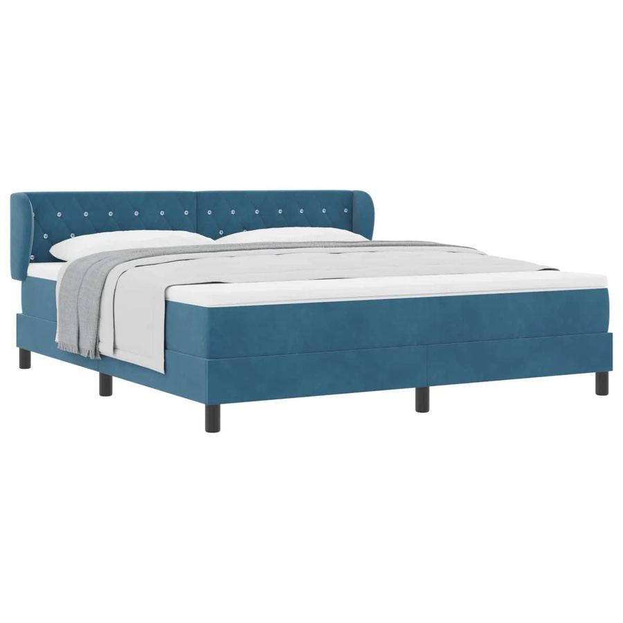 vidaXL Boxspringbett mit Matratze aus Samt in Dunkelblau, B/T/H: 180 x 200 x 185 cm - Bild 2
