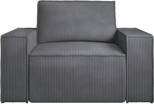Sessel Amelia von Vente-unique mit gerader Rückenlehne in Anthrazitgrau, Breite: 120 cm - Bild 1
