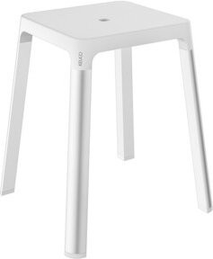Keuco Hocker AXESS in Alu silber eloxiert und Weiß mit Sitzfläche 33,8 cm - Bild 1