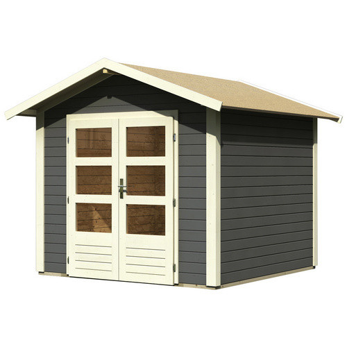 KARIBU Gartenhaus Talkau 4 aus Holz in Terragrau, B/H/T: 244 x 230 x 244 cm - Bild 2