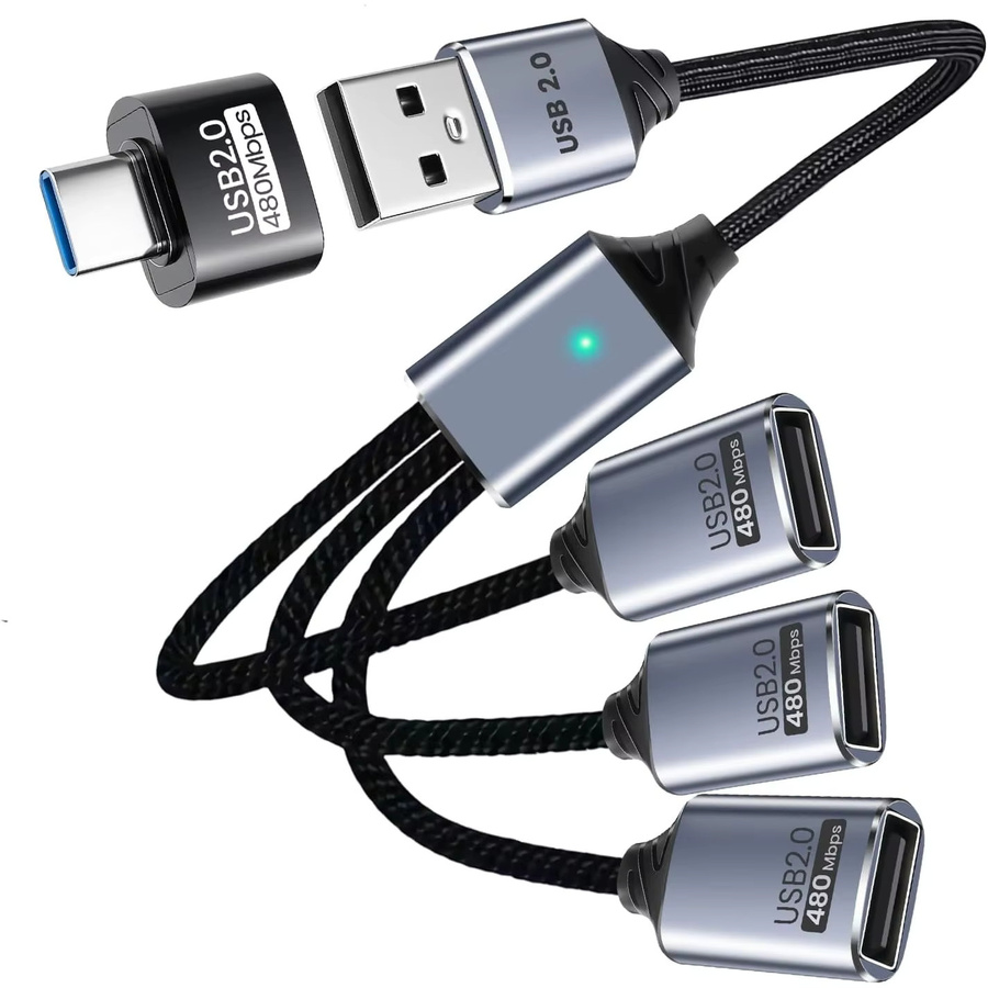 Gtwoilt USB-C-Splitter 3-Port mit USB-C-Adapter, 1-in-3-Out-Verlängerungskabel für Datenübertragung und Strom, kompatibel mit Laptop und PC-Tastatur - Bild 7