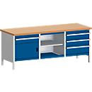 Kastenwerkbank cubio KW-2078-2.4 in Enzianblau mit Holzoberfläche, B/T/H: 200 x 120 x 75 cm - Bild 2