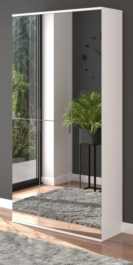 Inn.Furn Garderobenschrank SystemX in Weiß, 6-türig mit Spiegel, Breite: 91 cm, Höhe: 193 cm - Bild 1