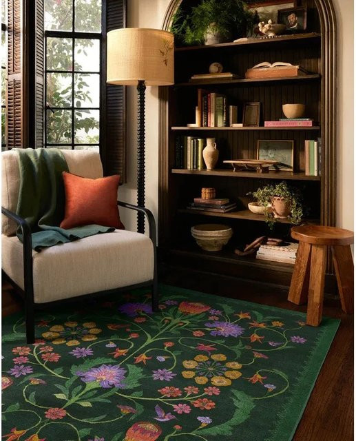 VIKAMA Forest Floral Wohnzimmerteppich in modernem Design, strapazierfähiger rechteckiger Teppich für dein Zuhause - Bild 1