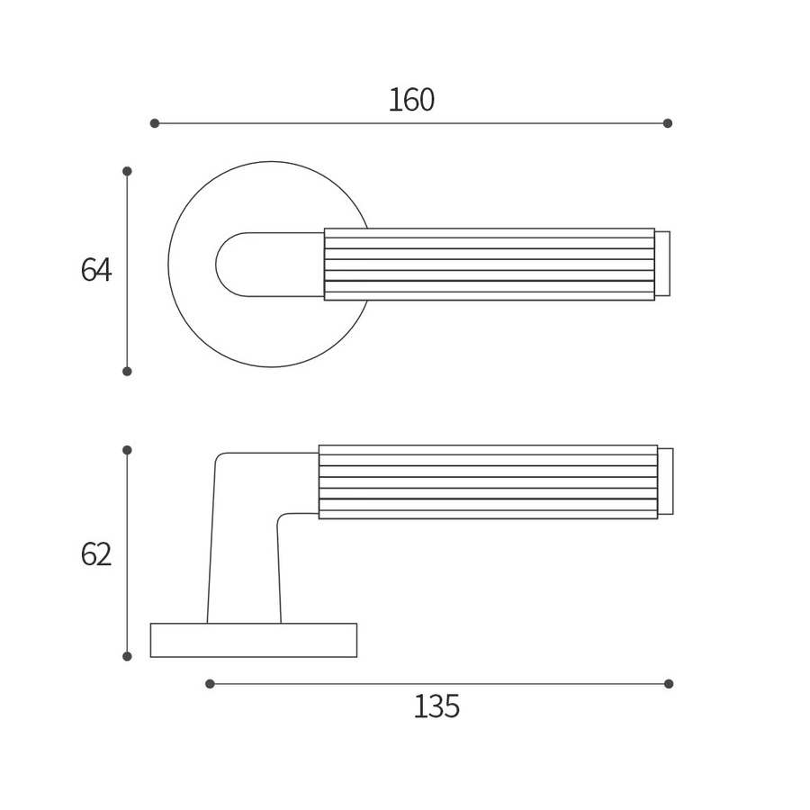 Viladepot Sichtschutz-Türgriff aus Zinklegierung in gestreiftem Design mit runder Basis und geschnitztem Griffhebel für Schlafzimmer und Badezimmer - Bild 2
