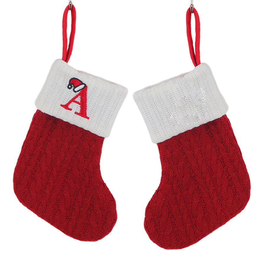 Strong-Toyers Weihnachtsstrumpf mit Initialen in Rot, hochwertig gestrickt und exquisit bestickt, Höhe: 18,0 cm, Breite: 10,0 cm - Bild 5