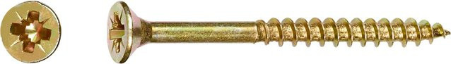 LUX-TOOLS Senkkopf Spanplattenschraube mit PZ-Antrieb, Durchmesser: 5 mm, Länge: 40 mm, verzinkter Stahl in Gold/Gelb, 200 Stück - Bild 1