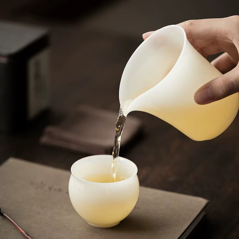 Weiße Keramik-Teetasse im Bambus-Stil für dein Gongfu-Tee-Set - Bild 3