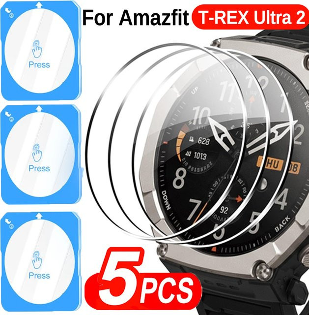 Amazfit T-Rex Ultra 2 Displayschutzfolie aus gehärtetem Glas mit automatischem Installationskit, transparent - Bild 1