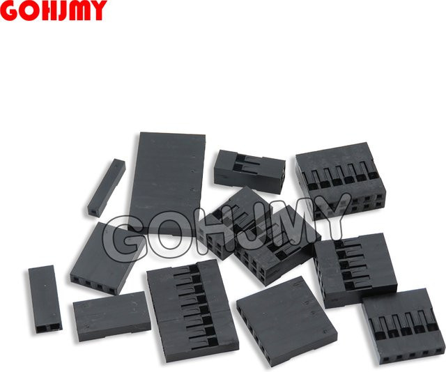 GOHJMY Dupont Kunststoff Shell Gehäuse Set, 100 Stück, Schwarz, 2,54mm Einreiher und Doppelreiher Stecker Gehäuse - Bild 1