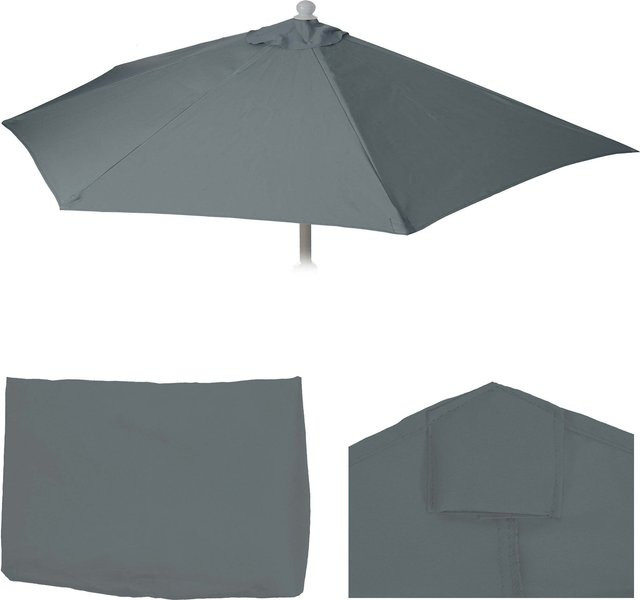 MCW Ersatzbezug für halbrunden Sonnenschirm Lorca in Anthrazit mit UPF 50+ aus Polyester, Durchmesser: 260 cm - Bild 1