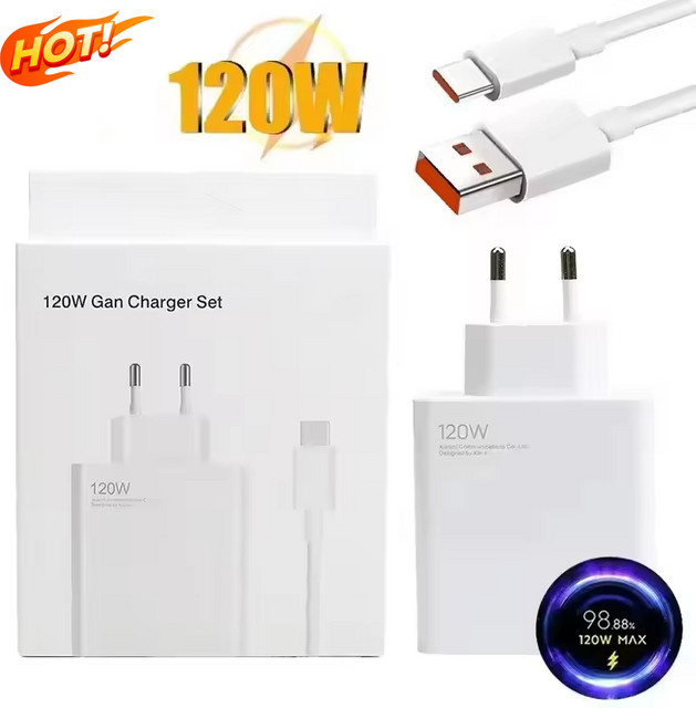 DIXSG 120W Ultra Schnelles Ladegerät mit QC 5.0 und USB-C Kabel, Weiß - Bild 1