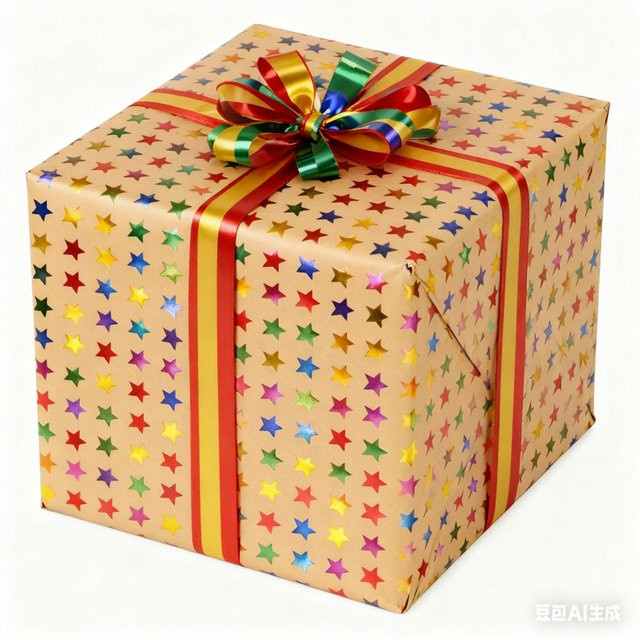 Buntes Geschenkpapier mit Sternmuster in Mehrfarben für Urlaubsverpackungen und Silvester - Bild 1