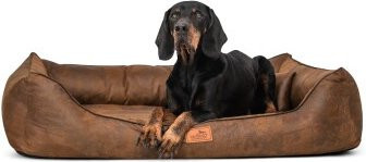 Tierlando ALBERTO ORTHO Orthopädisches Hundebett mit Velours in Vintage Hellbraun, B: 150 cm, T: 100 cm, H: 25 cm - Bild 1