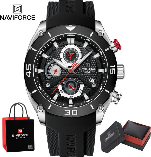 NAVIFORCE Chronograph, Quarz, Silikonarmband, Schwarz, Herren - Bild 1