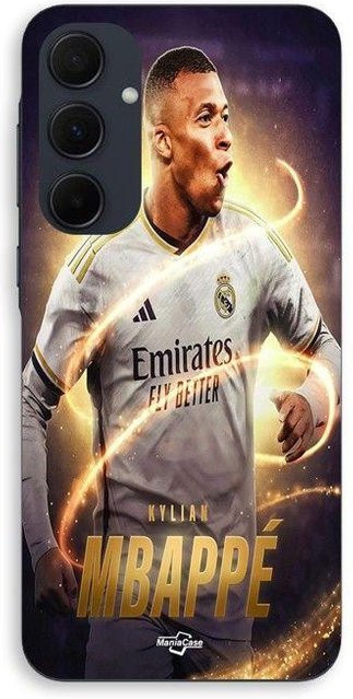 Samsung Galaxy A35 Handyhülle Maniacase mit Kylian Mbappe Real Madrid Wallpaper in Schwarz und Multicolour - Bild 1