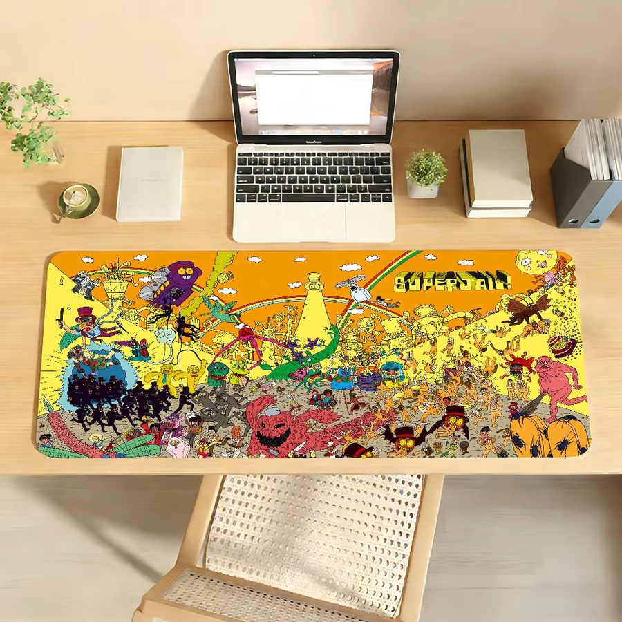 Lustiges Cartoon S-Superjail-S Mauspad in Multicolour, rutschfeste Gummi-Computermatte für Gamer und Büro, große Schreibtischunterlage für Laptop und PC - Bild 3