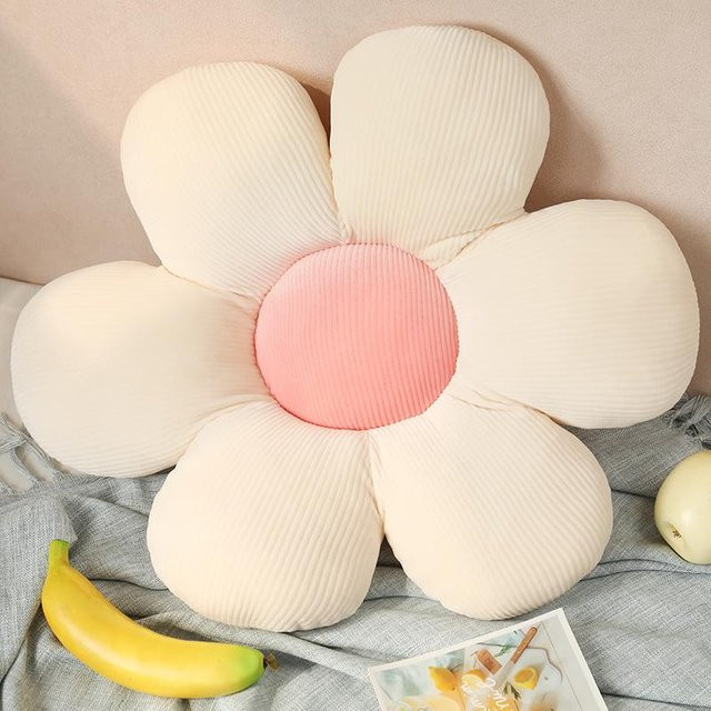 Yiran Health & Beauty Kawaii Blumen Plüschkissen mit Sonnenblumen-Design, bunt und weich, Durchmesser: 30 cm - Bild 1