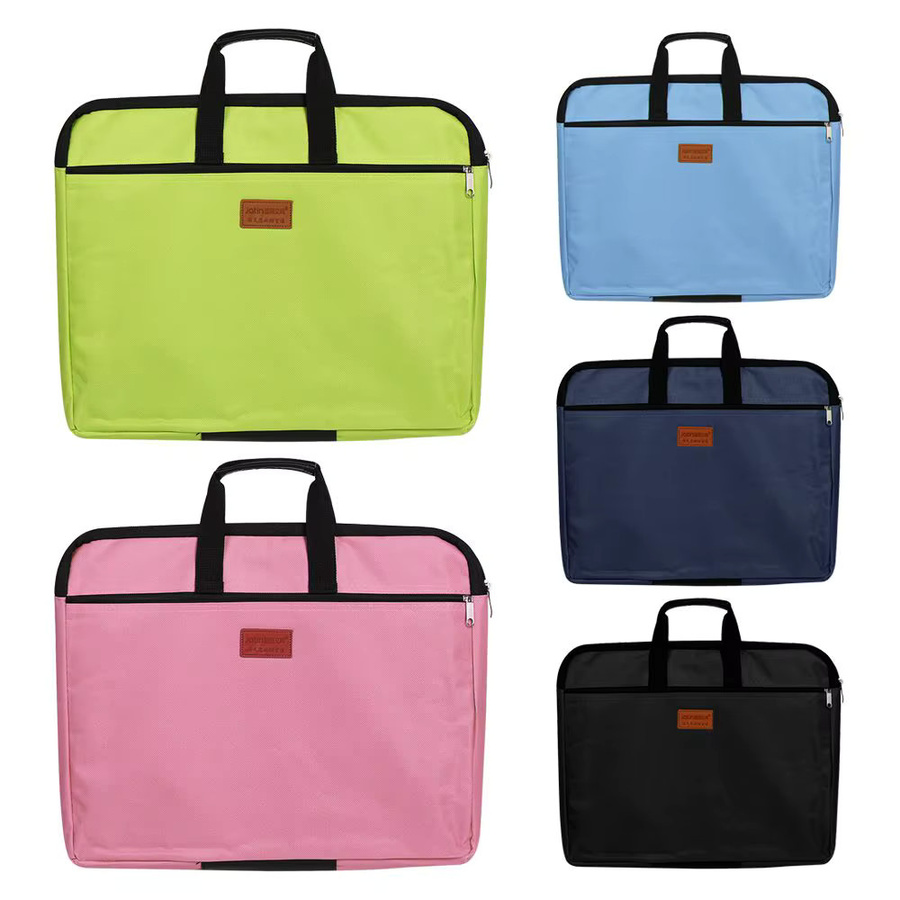Wasserdichte Canvas Aktentasche im A4-Format als doppellagige Handtasche für Aktenordner in Schwarz und Multicolour - Bild 2