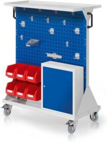Kappes RasterMobil Rollbarer Rollcontainer Größe 3 in Grau und Blau mit 4 Lochplatten und 2 Schlitzplatten, Höhe: 127 cm - Bild 1