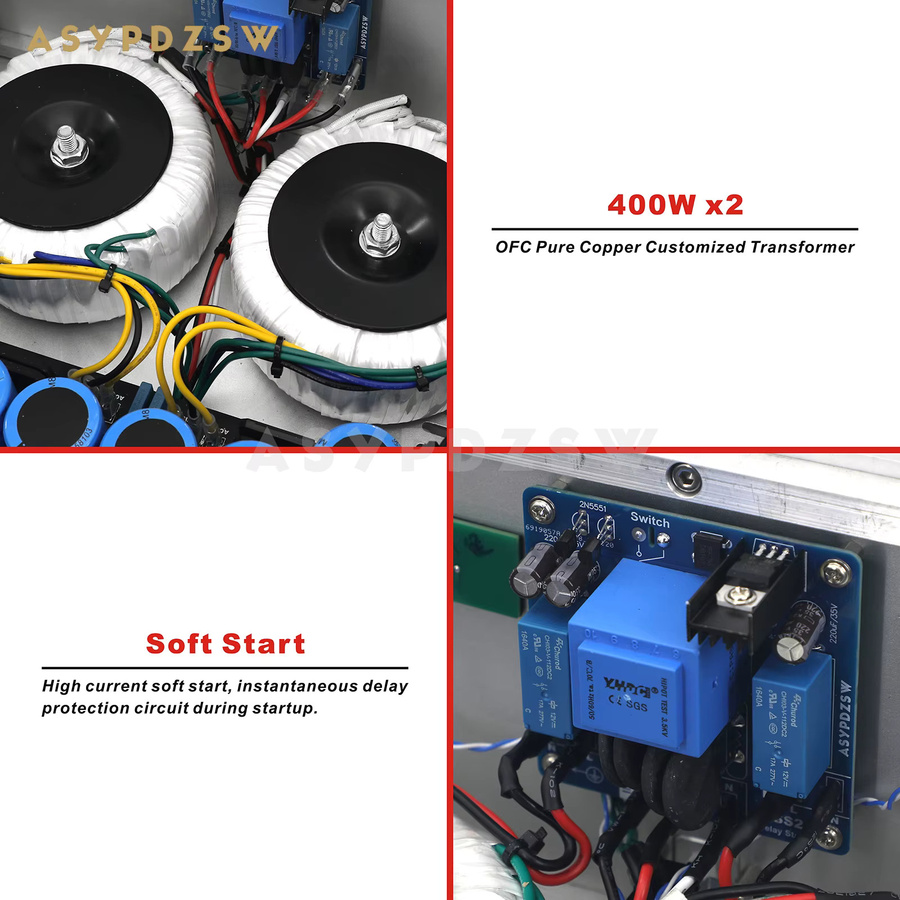 ASYPDZSW HI-END N108 Por Stereo Hochleistungs-Naturklang-Verstärker in Silber mit geringer Verzerrung und 150W-300W Leistung - Bild 3