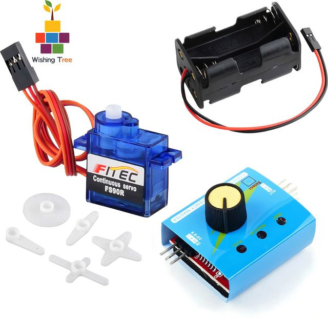 Feetech FS90R Kontinuierliches Rotations-Mikroservo, mit digitalem Tester und Batteriegehäuse, 1,5 kg Drehmoment - Bild 1