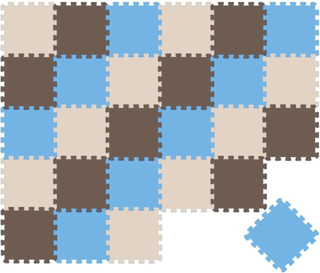 LittleTom Baby & Kinder Puzzlematte aus Polypropylen, 27 Teile, Beige Braun Hellblau, B/T/H: 30 x 30 x 1 cm - Bild 1