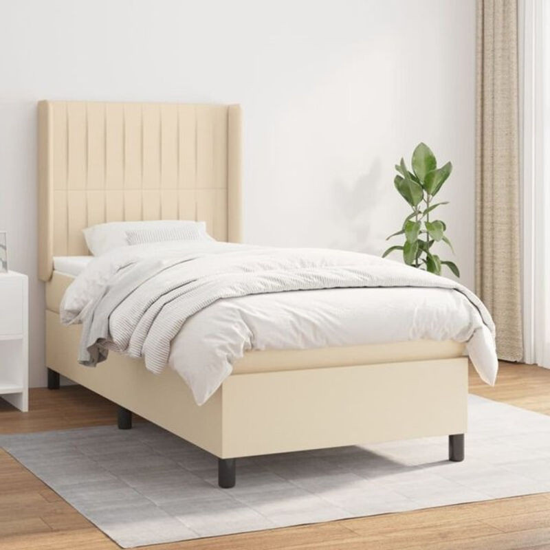 vidaxl Boxspringbett mit Matratze in Beige aus Stoff, B/T/H: 80 x 200 x 118 cm - Bild 1